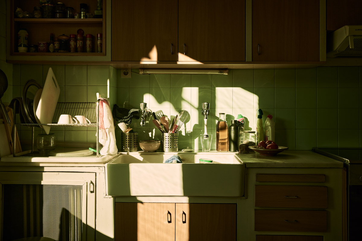 kitchen in harsh sunlight