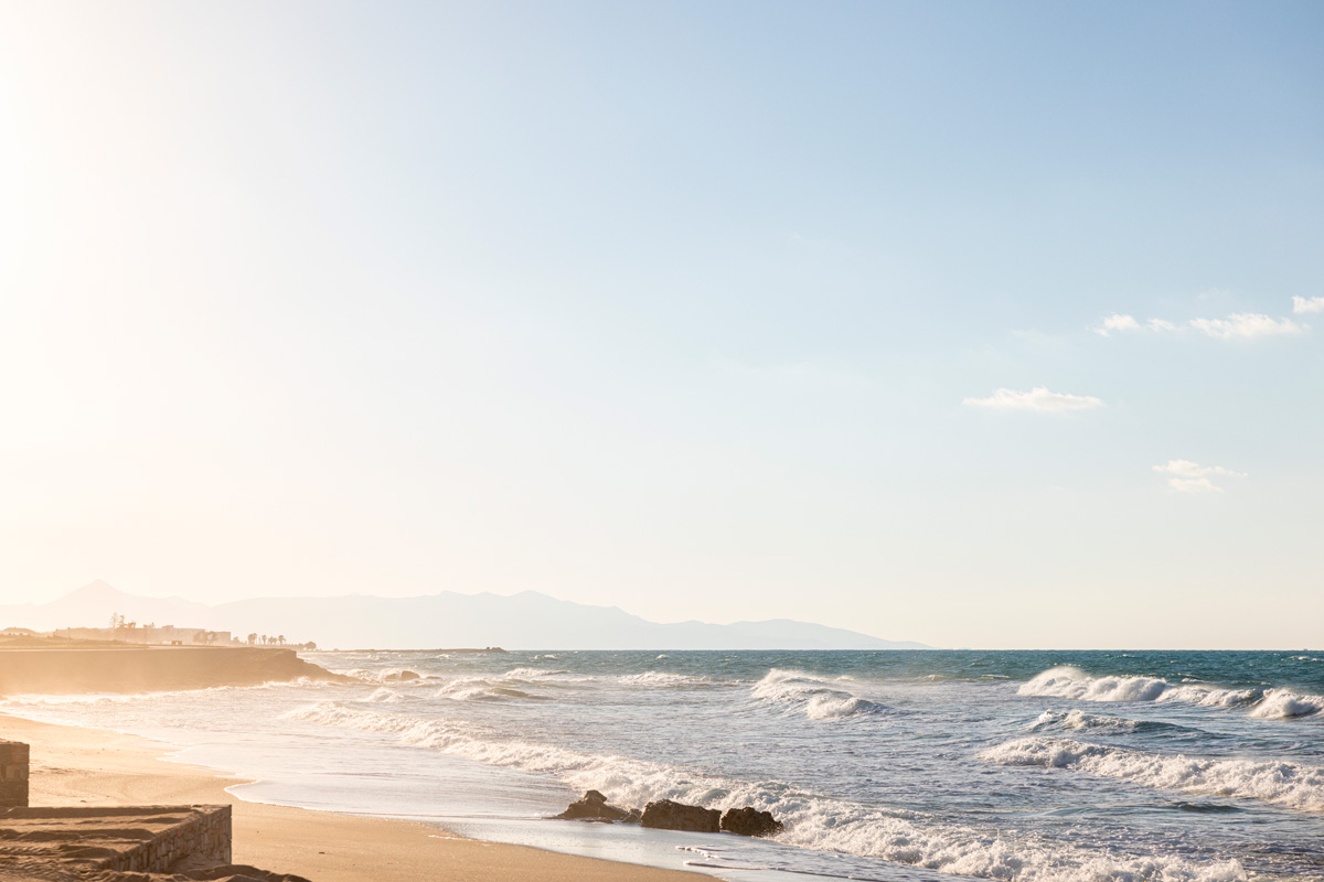 sea with waves at Amirandes Beach, Crete