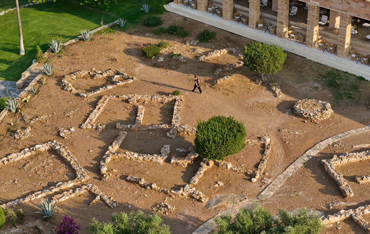 aerial view Cape sounio archeological site