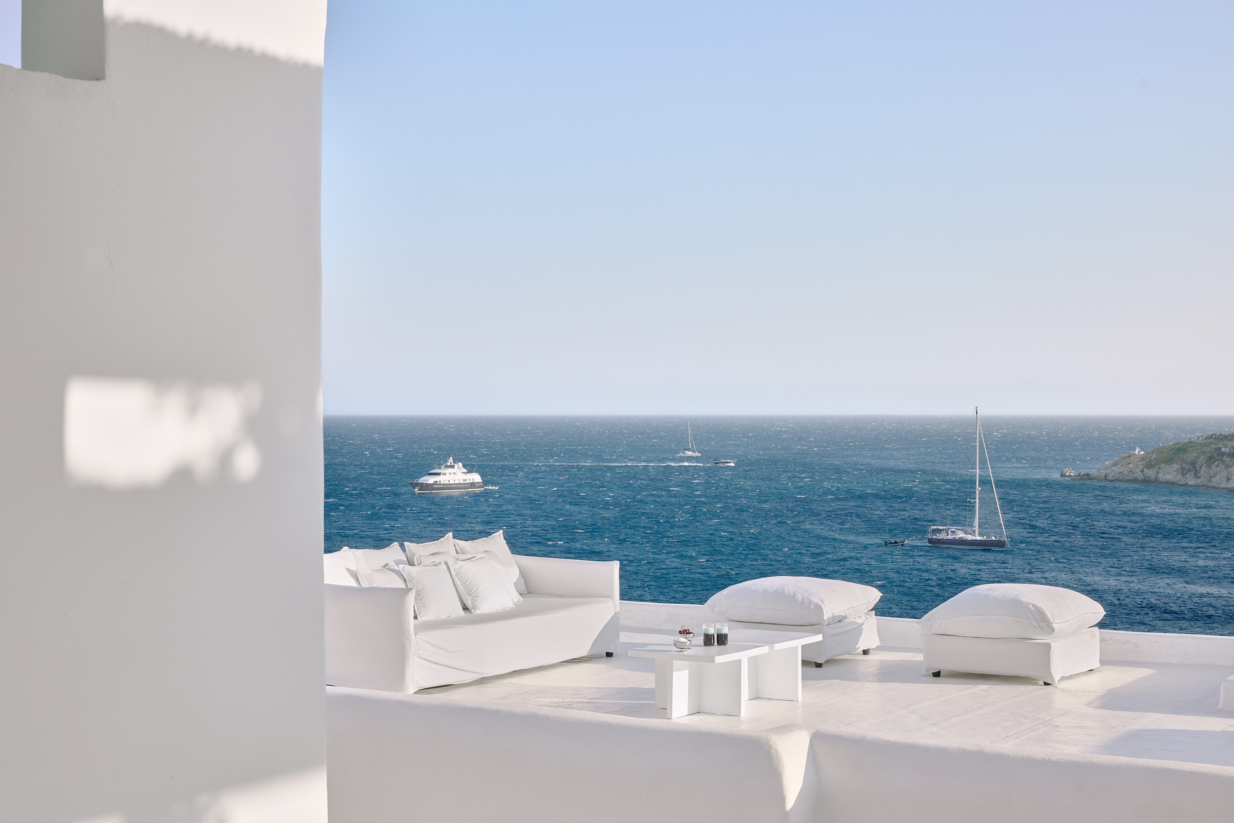 Mykonos Blu veranda boats