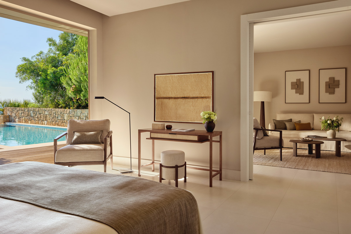 suite at Sani Club pool view bedroom and living room