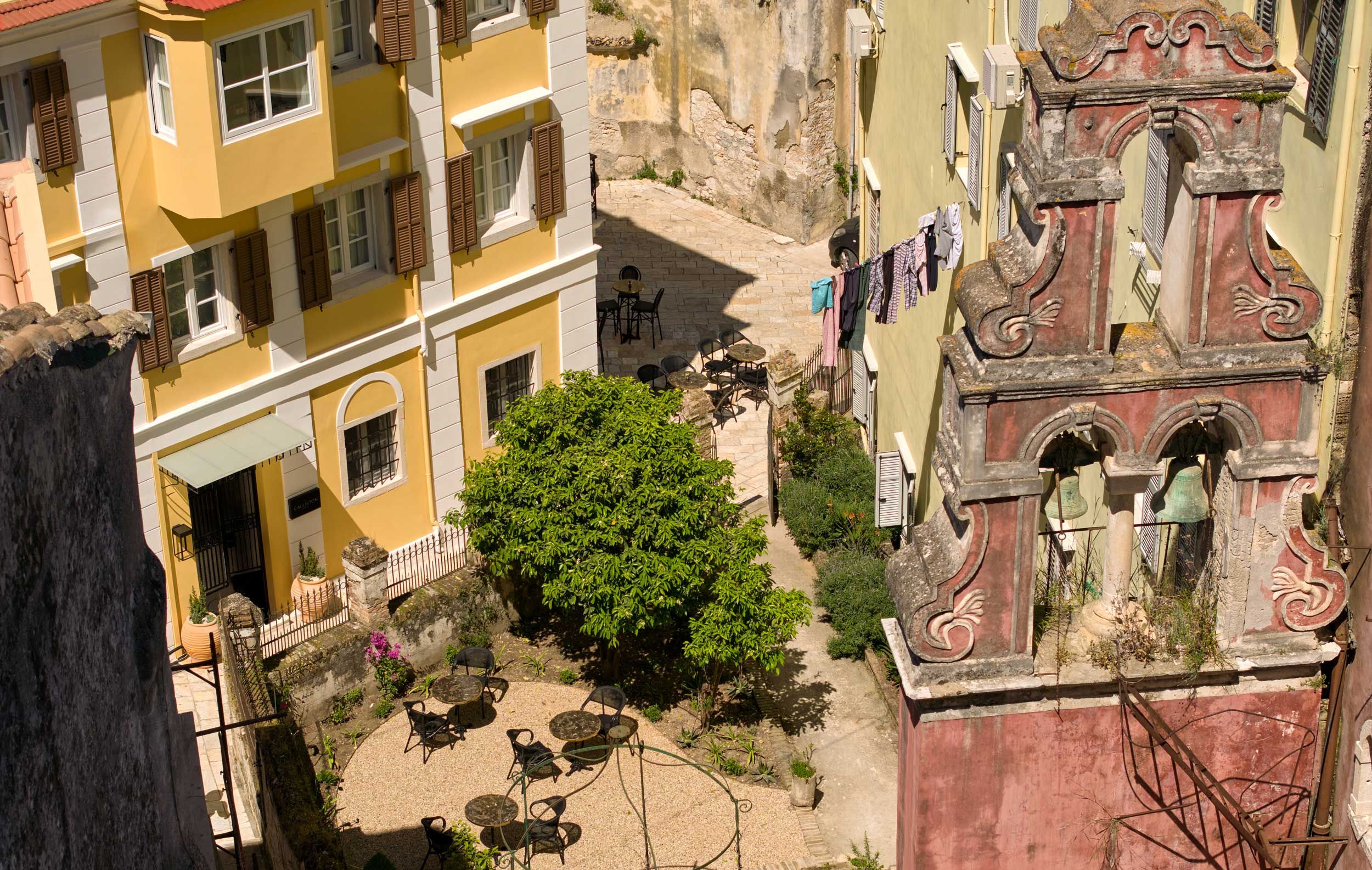 erial shot of old town of corfu