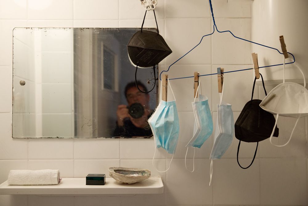 face masks in bathroom