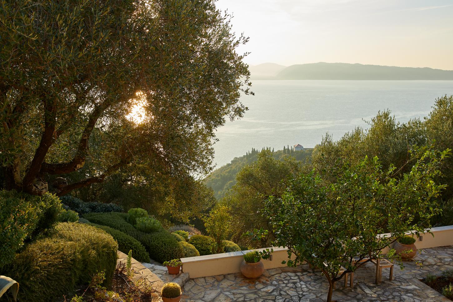 morning view from villa Eremia near Kassiopi , Corfu, with the albanian cost at the horizon