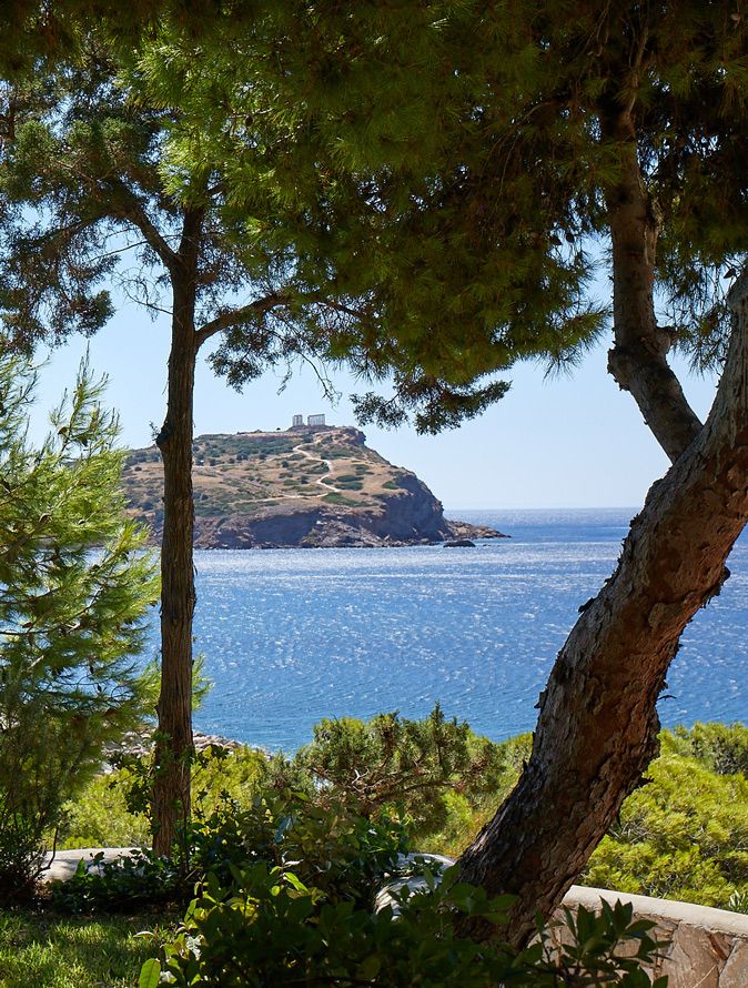 Grecotel Cape Sounio, Greece, temple of Poseidon through pine trees
