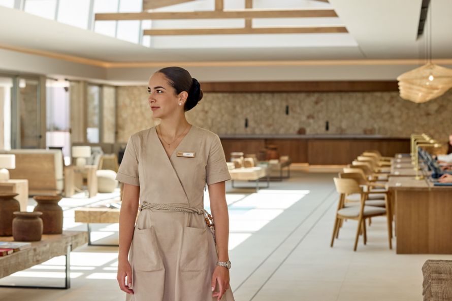 Ikos Porto Petro, lobby overview, receptionistst