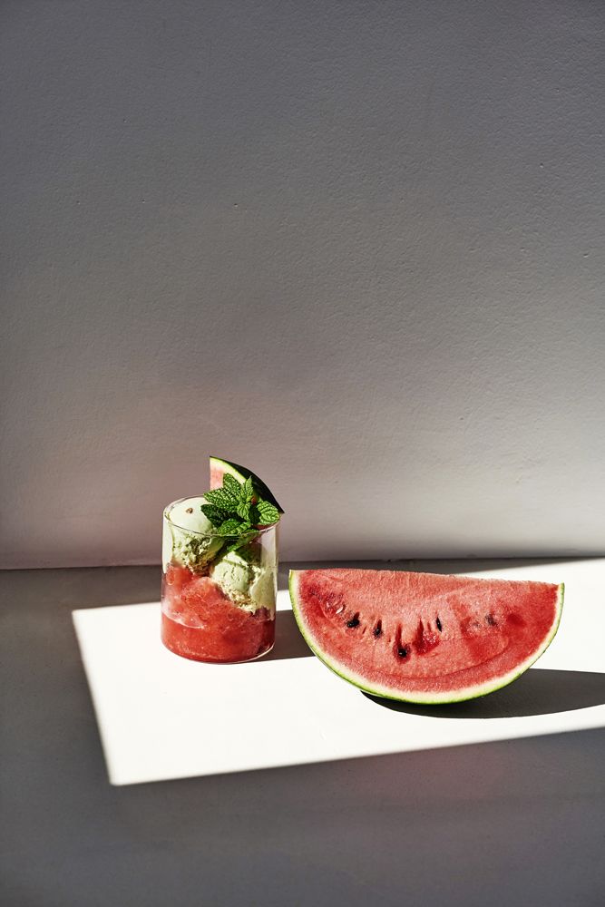 room at Grecotel Lolita, detail with watermelon and drink