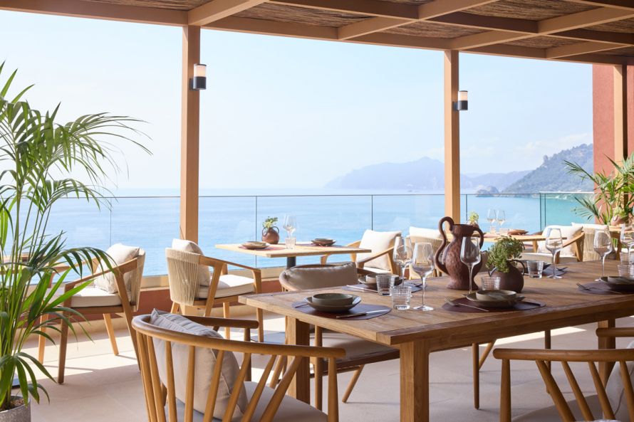 restaurant exterior at Alkyna Corfu with sea view